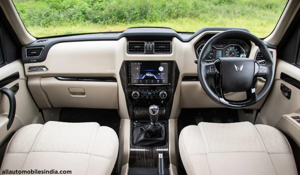 Mahindra Scorpio S11 interior dashboard and touchscreen display