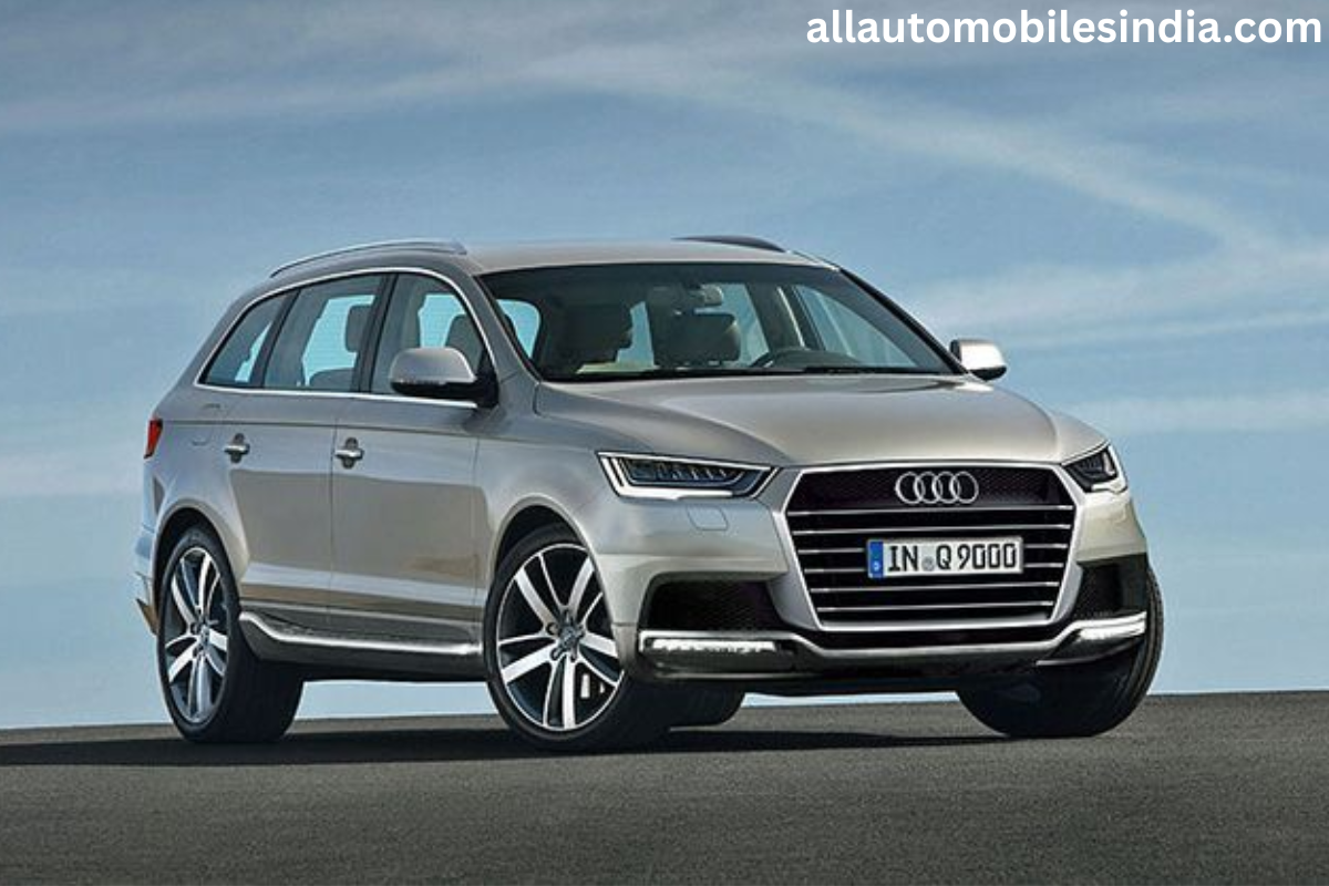 Audi Q9 2026 luxury SUV front design with large grille and LED headlights