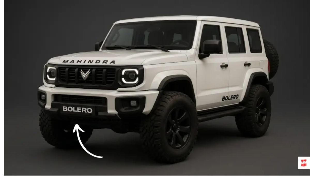 Mahindra Bolero 2026 SUV का फ्रंट व्यू मजबूत ग्रिल और क्लासिक डिजाइन के साथ