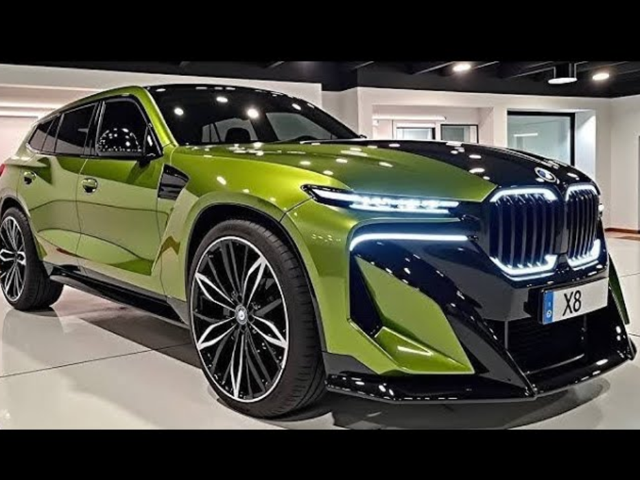 BMW X8 interior with luxury leather seats and ambient lighting